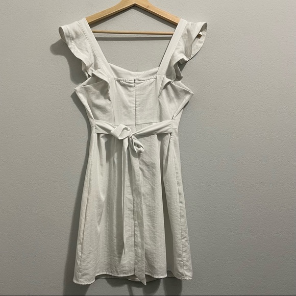 Aqua Dress Button Down Ruffle Sleeveless White Mini Womens XS - Picture 11 of 15
